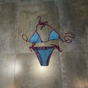 Marc by Marc Jacobs XS bikini. Gorgeous red wine color with teal blue stripe.